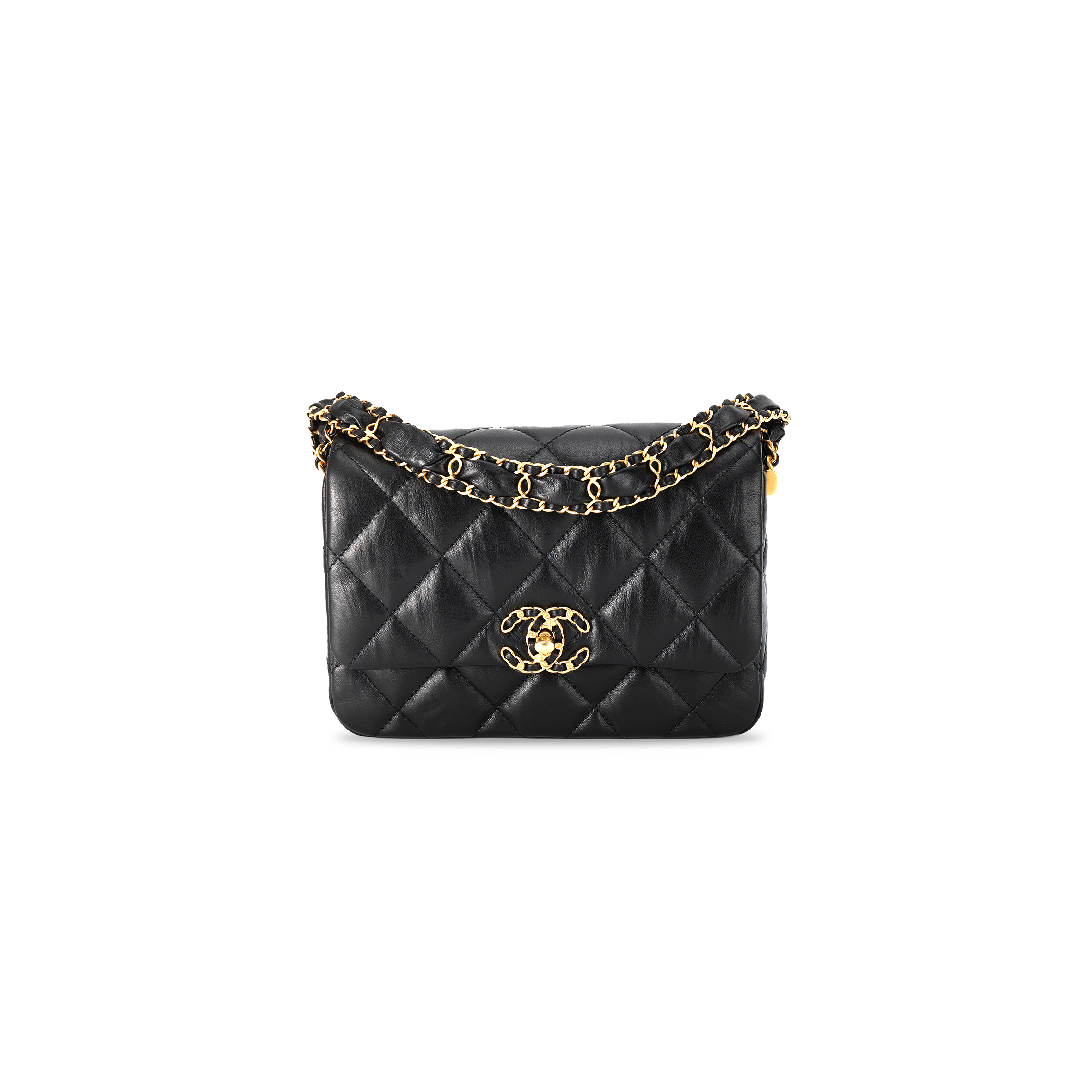 CHANEL MASTER 23K WIDE SHOULDER STRAP CHAIN COWHIDE HOBO BAG BLACK AS4423 (20*15*5cm)